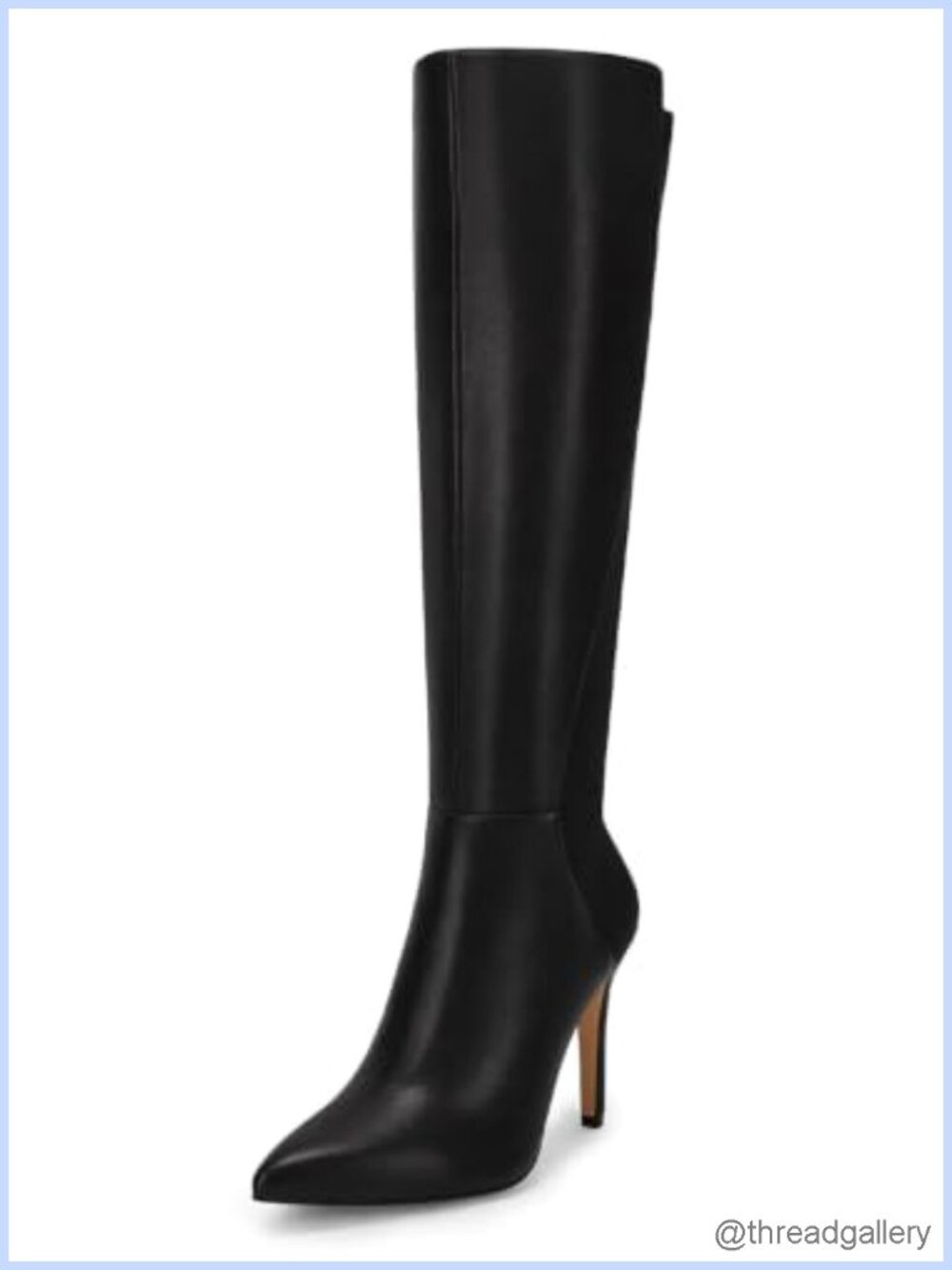 Womens Knee High Boots Stiletto Heel Pointed Toe Faux Leather Tall Boots Zip